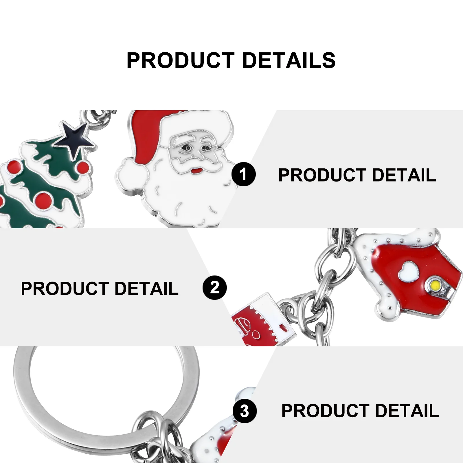 

2Pcs Santa Keyring Christmas Keychain Pendants Zinc Alloy Lightweight Hanging Keychains for Bags Car Keys Pendant Ornament Gift