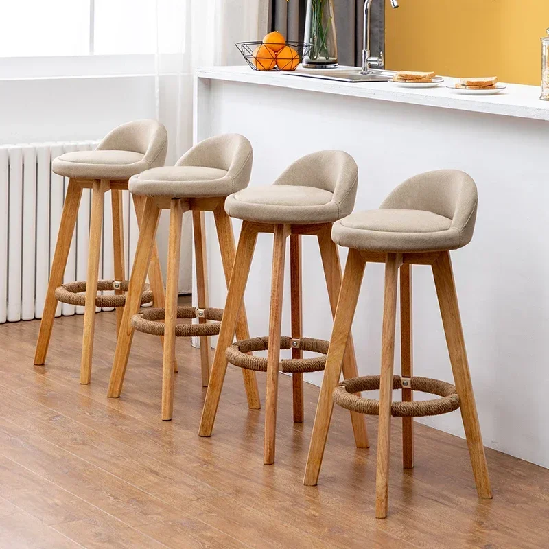 Bancos de bar de madeira maciça de 73cm, cadeira de bar giratória moderna, banco alto criativo para loja de chá de leite, móveis modernos versáteis e elegantes