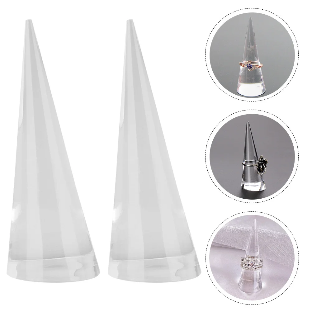 2Pcs Clear Acrylic Jewelry Ring Organizer Display Storage Gift for Wedding Anniversary Valentine's Day