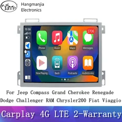 Car Radio For Jeep Compass Grand Cherokee RenegadeDodge Challenger RAM Chrysler200 Fiat Viaggio Android autoradio CarPlay GPS 4G