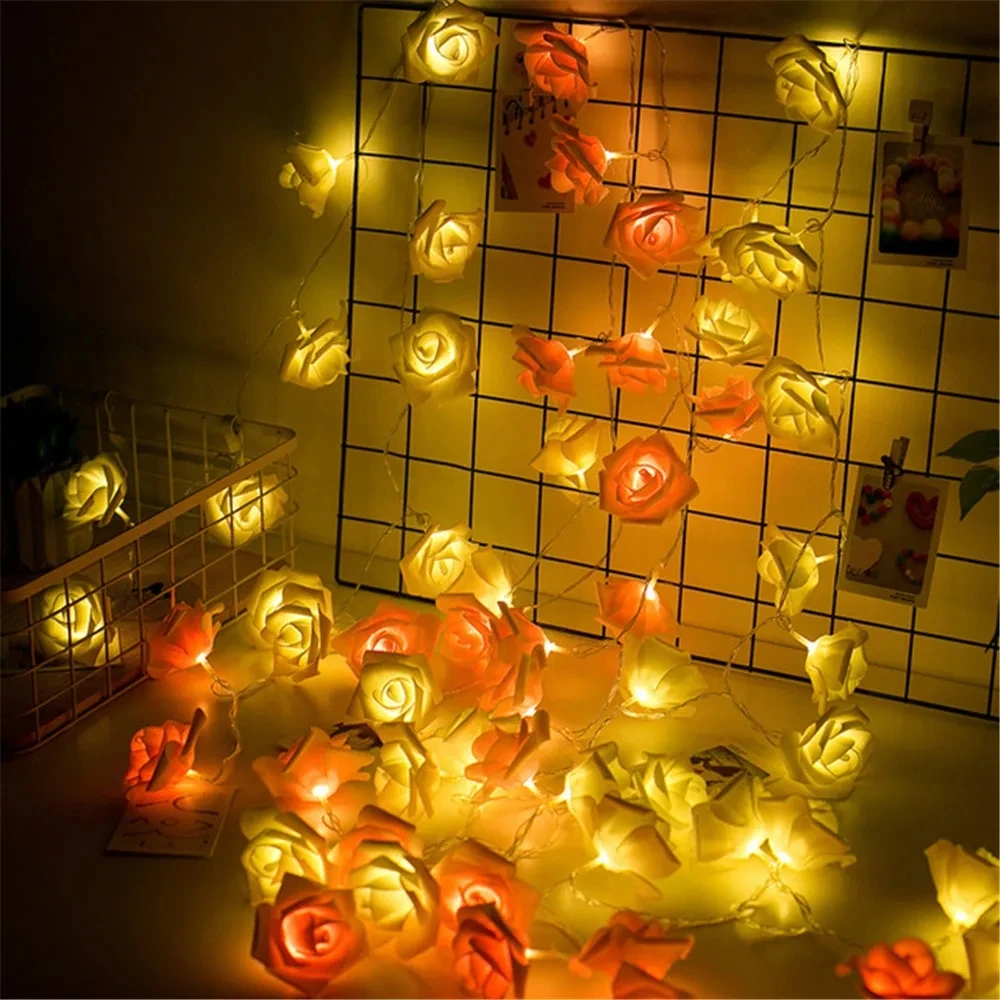 10M 6M 3M 1.5M Rose Flower LED String Lights USB/Battery Box Power Red Pink Warm Blue DIY Christmas Holiday Fairy String Lights