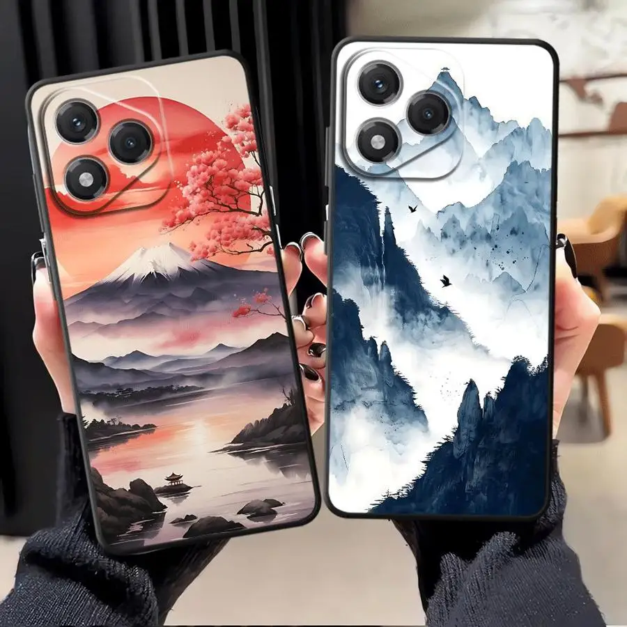 Чехол для Honor 70 Magic5Lite X5b X8 X6 8X X9a X7 90 200 400 Lite, черный мягкий чехол для телефона Beauty Mountain View Чехол для Honor 70 Magic5Lite X5b X8 X6 8X X9a X7 90 200 400 Lite, черный мягкий чехол для телефона Beauty Mountain View