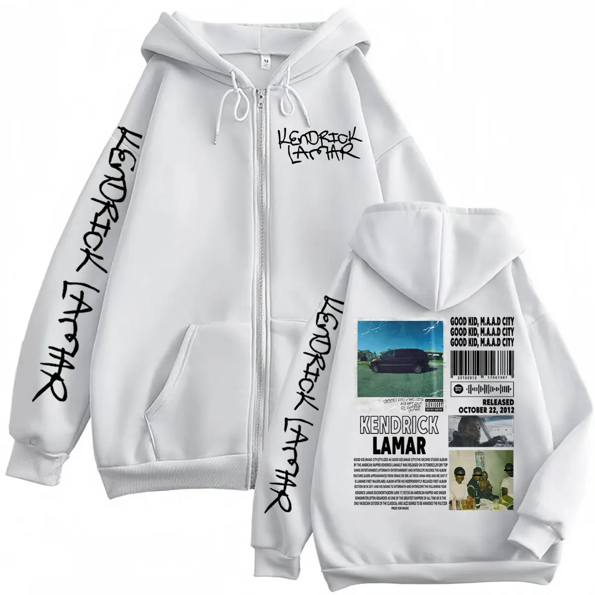 Rapper Kendrick Lamar Album Zipper Hoodie Hip Hop Vintage Zip Up Hooded Sweatshirts Men Women Fashion Casual Oversized Pullovers