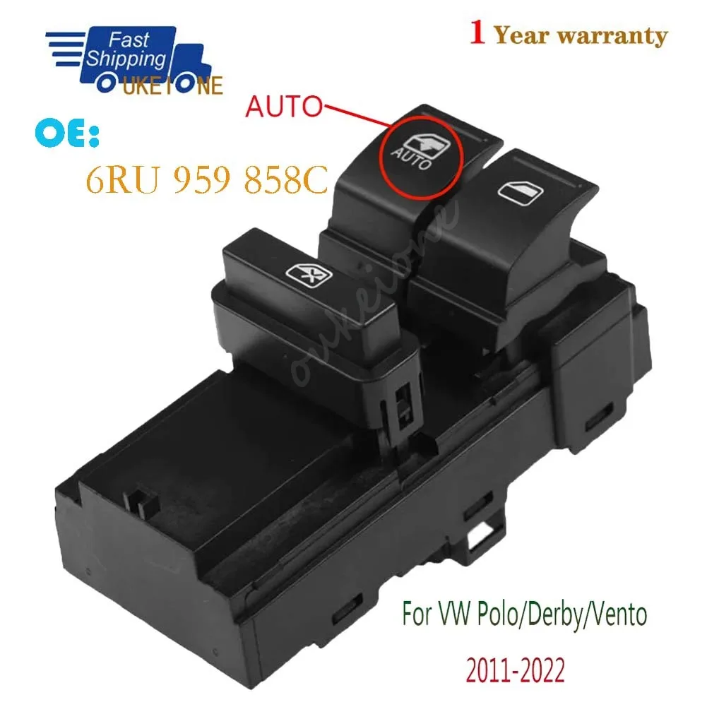 6RU 959 858C para Volkswagen Polo Derby Vento 2011-2022 interruptor de ventana eléctrico elevador Control regulador botón piezas de coche