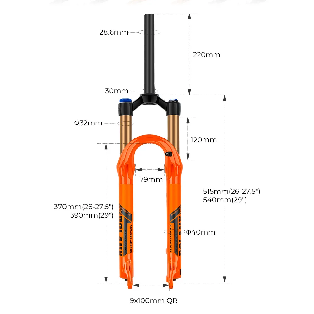 Bolany Air Suspension Fork 27.5/29 Inch Magnesium Alloy Shock Absorber MTB Front Fork with Damping Adjustment Bike Part