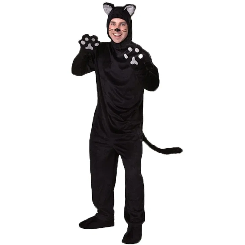 Costumi cosplay di gatto nero di Halloween per uomini adulti donne pigiama animale orso nero tuta abbigliamento di Halloween vestito di gatto unisex