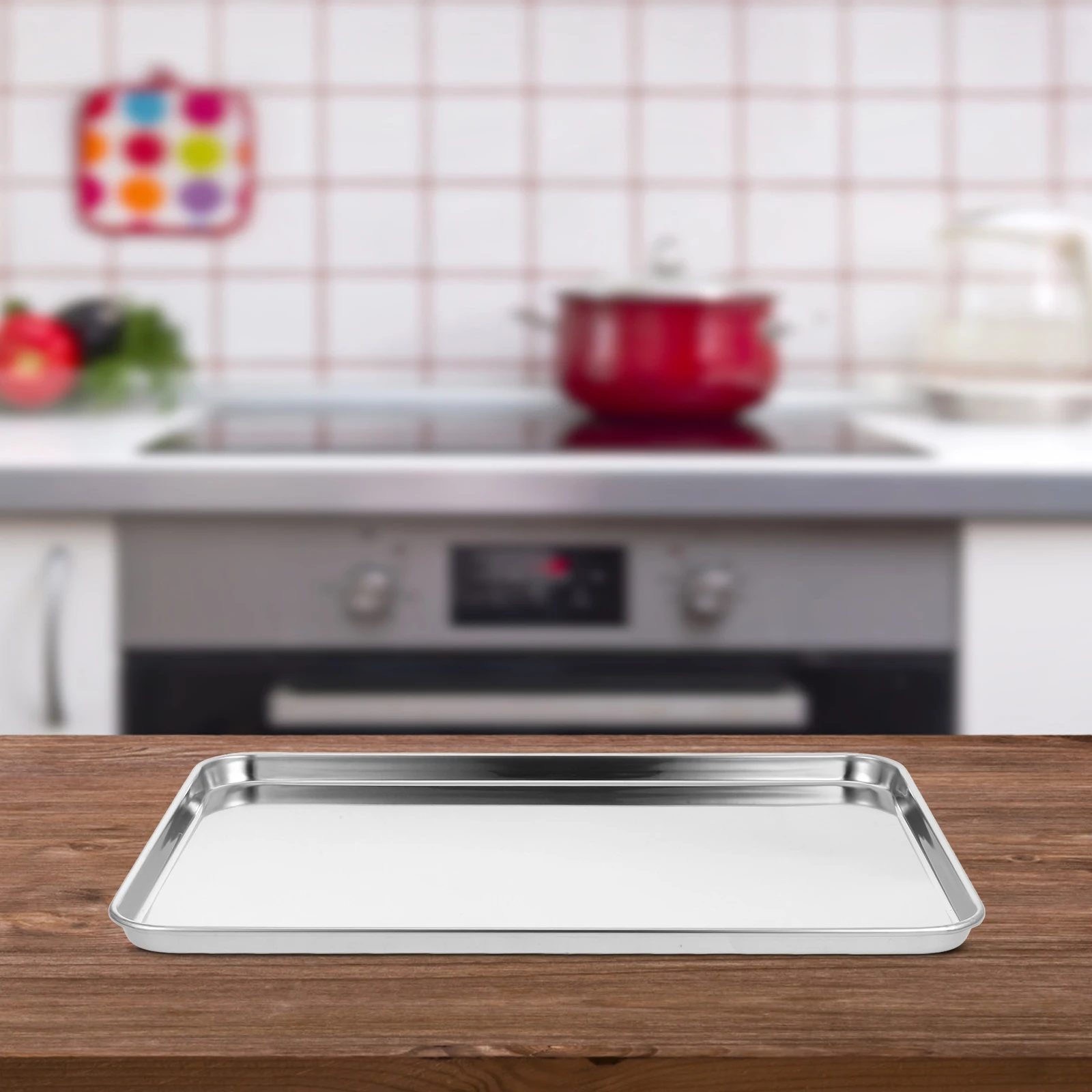 

Stainless Steel Rice Noodle Dish Rectangle Tray 35x25x1 5cm Kitchen BBQ Picnic Party Food Platter Storage