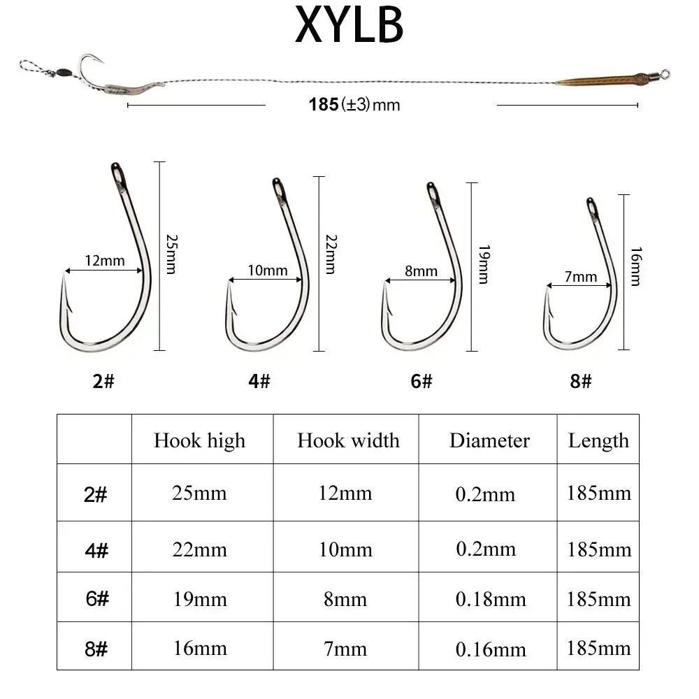 6-8pcs 18.5cm Carp Fishing Ready Made Hook 30-60LB 2/4/6/8# Leader Carp Fishing Hooks Europe Feeder Group Hooks Carp Tackle image 5