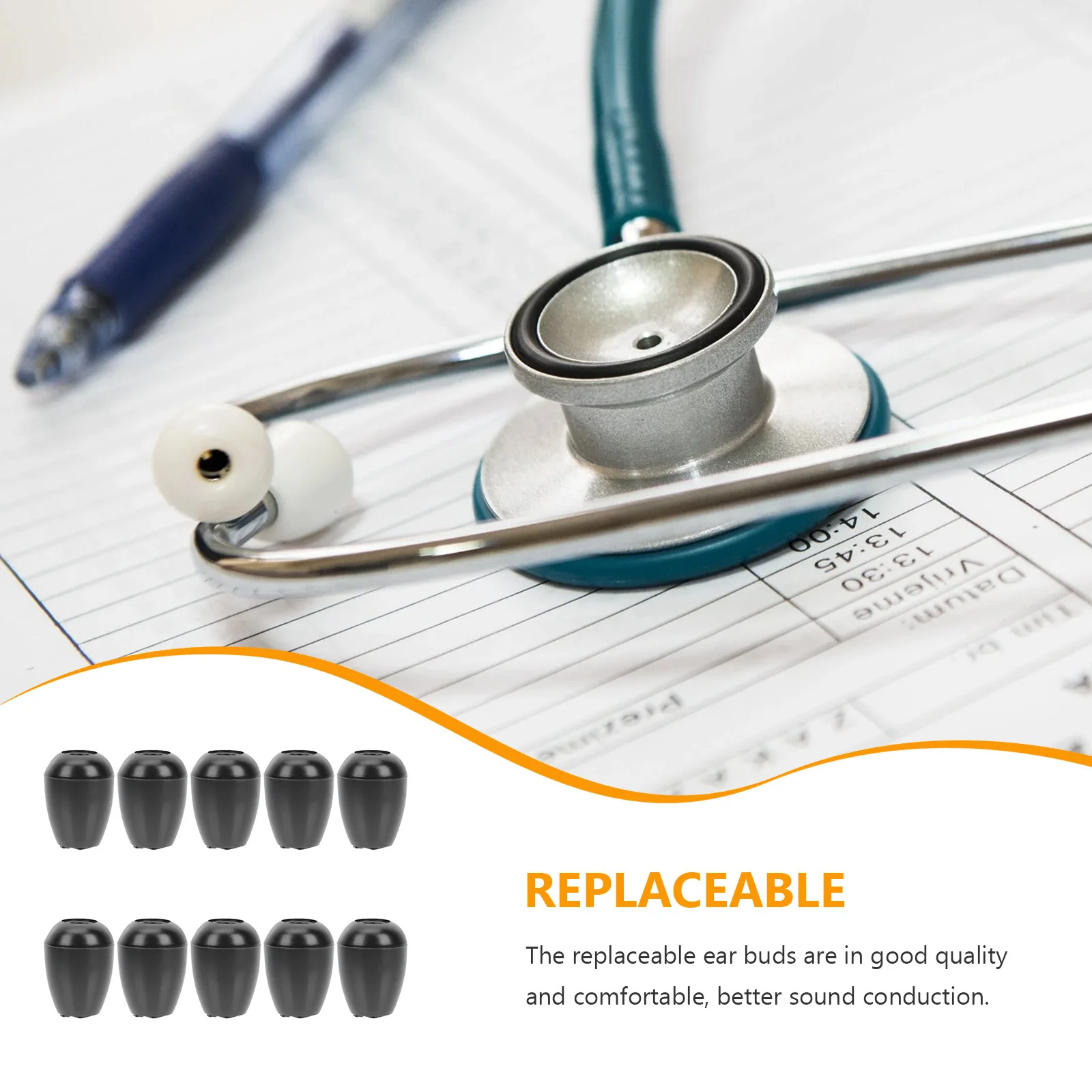 

10 Pairs Silicone Stethoscope Ear Buds Replaceable Universal Replacement Ear Tips Comfortable Noise Isolating For Medical
