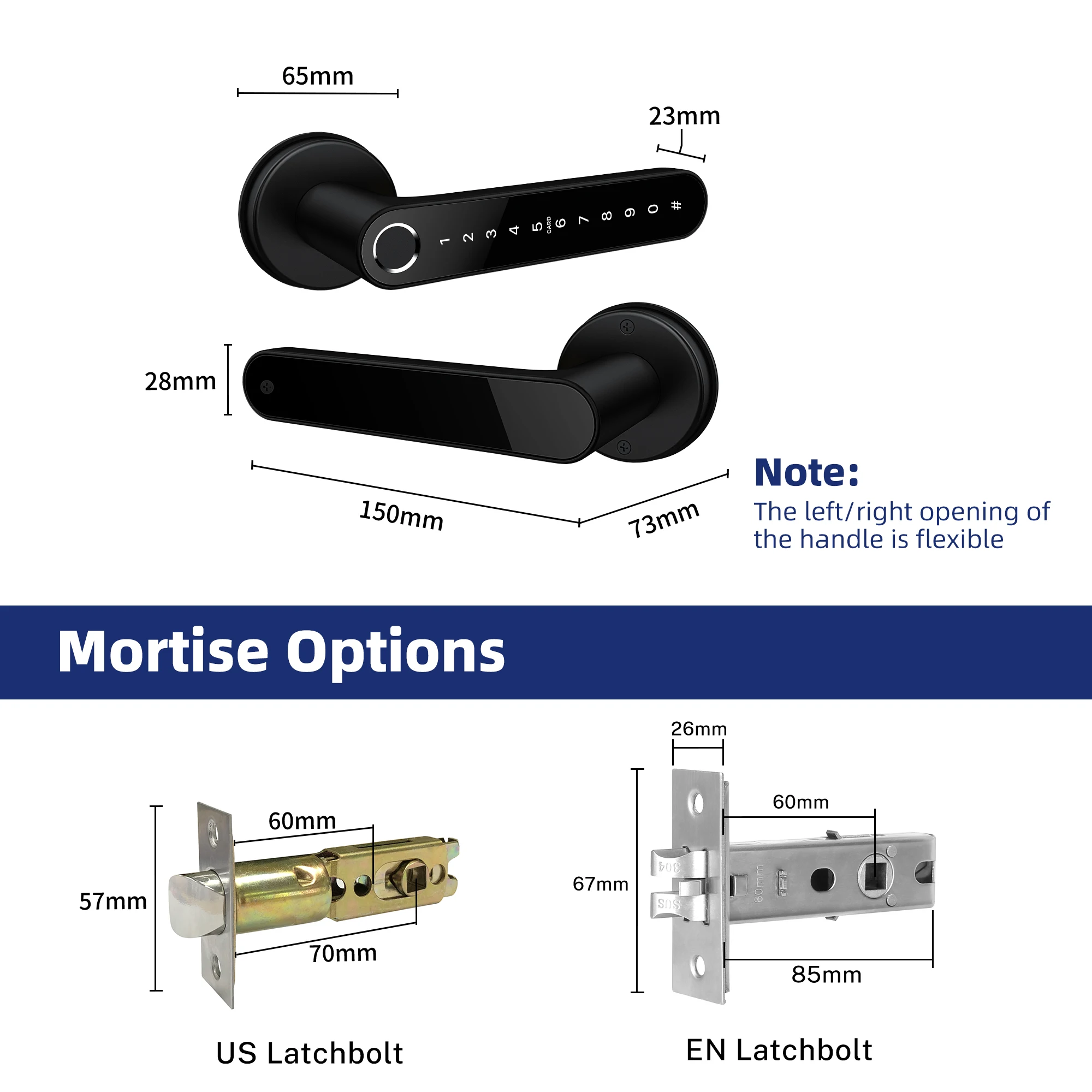 Bedroom Smart Door Lock TTlock  App Password Card Fingerprint Smart Handle Lock