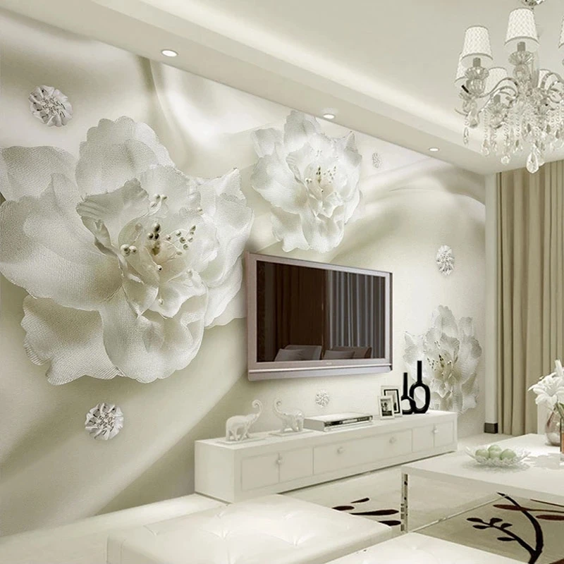 Custom 3D Mural Self Adhesive Wallpaper Flower European Living room sofa TV background wall bedroom restaurant study Hotel photo