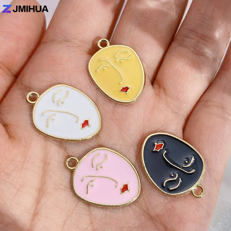 15pcs Enamel Charms Delicate Face Charms Pendant For Jewelry Making Findings Supplies DIY Handmade Earrings Bracelet Accessories