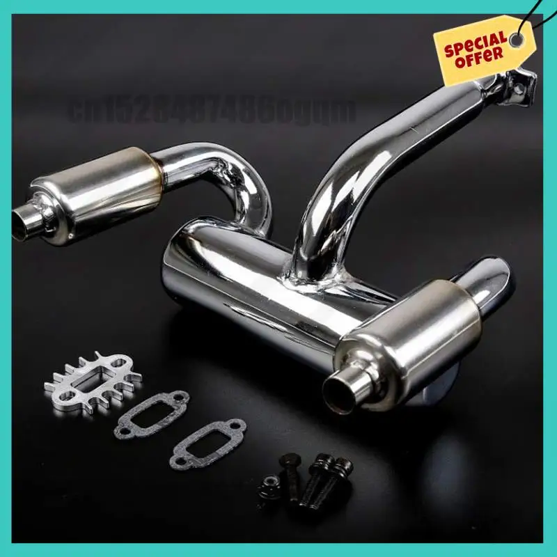 -ABJZ CNC 금속 2X 트윈 배기 파이프(머플러 포함) 1/5 HPI Rovan Baja 5B 5T 5SC RC