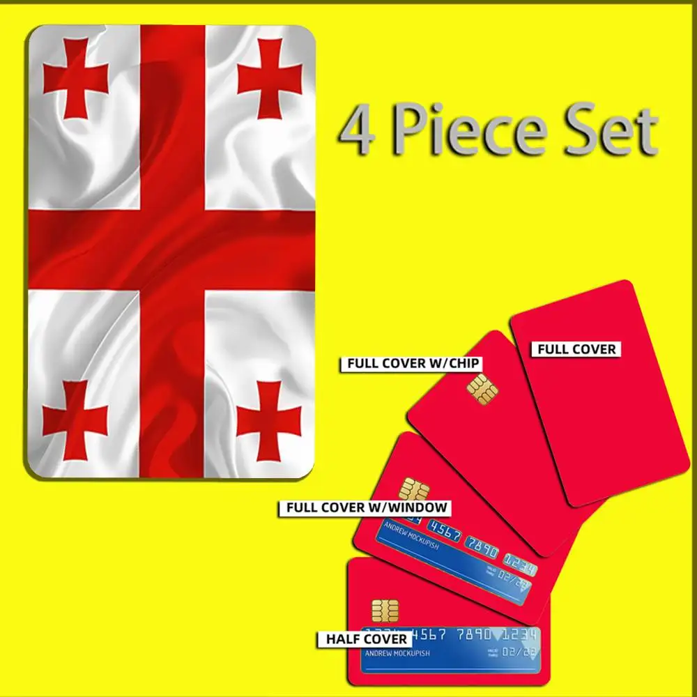 جورجيا الوطنية شعار العلم ملصقات بطاقة جواز السفر لبطاقات الائتمان البنك الخصم مترو حافلة تمرير ملصق غطاء الديكور 4 قطعة