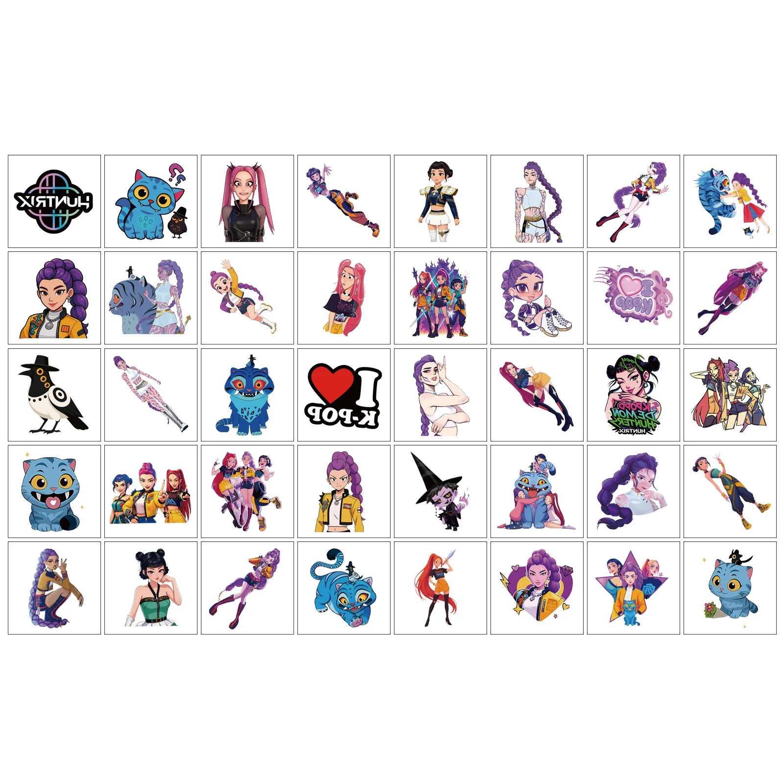 40 Uds KPOP Witch Hunt Anime dibujos animados tatuaje temporal pegatinas Set regalo creativo para niños colección de mercancías para fanáticos