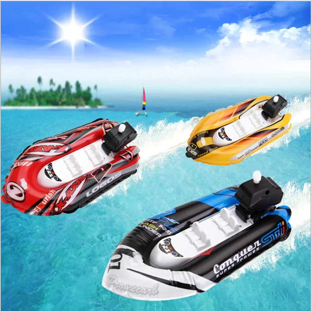 

Float In Water Kids Inflatable Speed Boat Wind Up Toy Clockwork Ship Toys Baby Bath Toy Water Play Game for Children Boy Toys