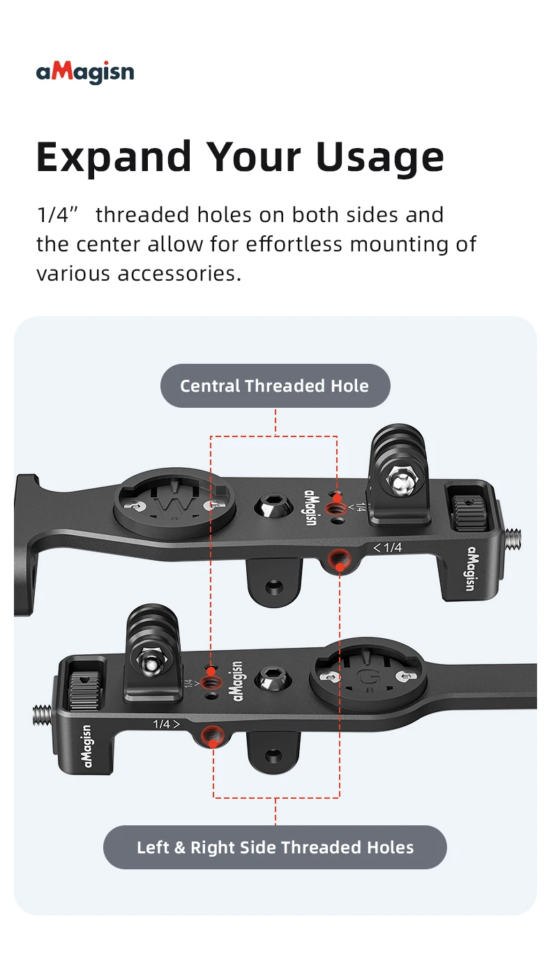 Aluminium-Fahrradcomputerhalterung für Lenker, kompatibel mit Garmin, Bryton, Wahoo, GoPro 13, 12, 11, 10, DJI Insta 360 X6, X5, X4 – Kamerazubehör. – Detail 13
