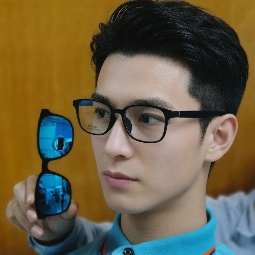 

Original Design 009 Full ULTEM Square Eyeglasses Dual Color Prescription Magnetic Clip-On Removable Polarized Sunglasses Lenses