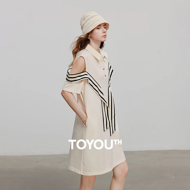 TOYOUTH Women Dress 2025 Summer New Short Sleeve Holiday Casual Dress 8529038