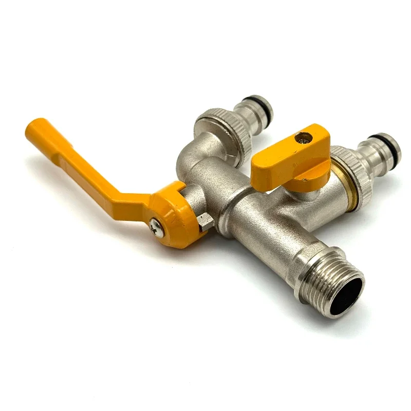 Garden Hose Faucet Adapter 1/2'' IBC Water Tank Connector 2-Way 1-Way Irrigation Brass Tap Joint Replacement Fitting Ball Valve