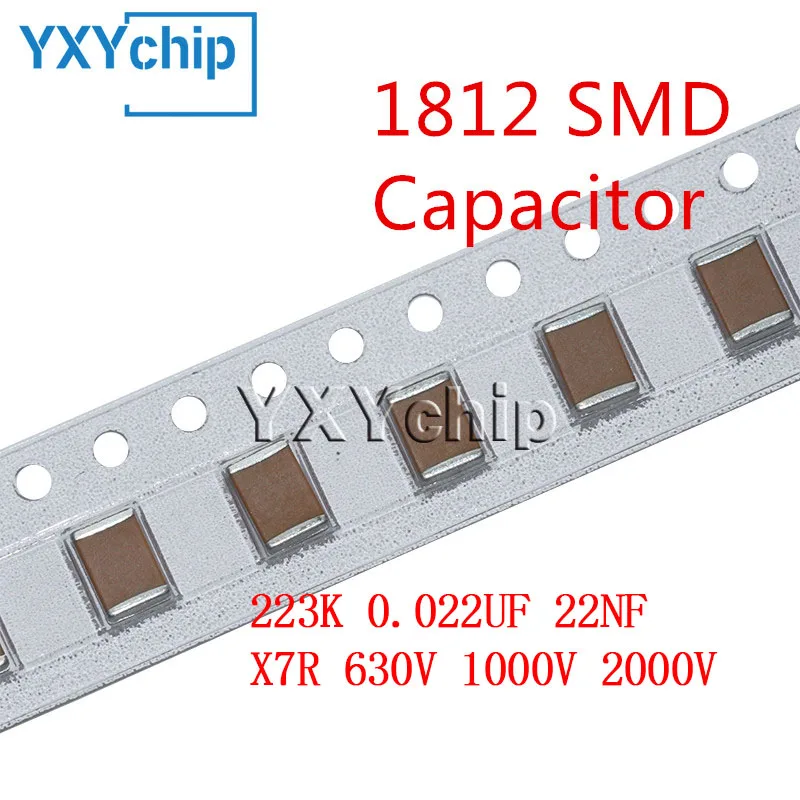 

10PCS 1812 223K 0.022UF 22NF X7R 630V 1000V 2000V 10% SMD Chip Multilayer Ceramic Capacitor