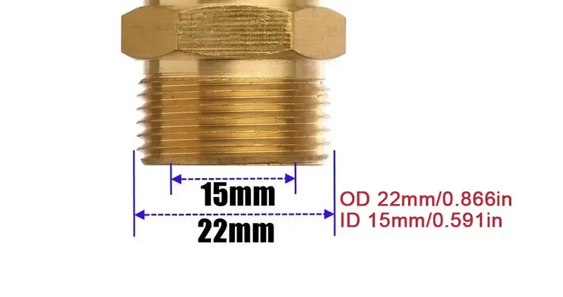 Messing-Hochdruckreiniger-Schlauchadapter: M22-15mm Außengewinde auf M22-14mm Außengewinde für Hochdrucksysteme – Detail 6