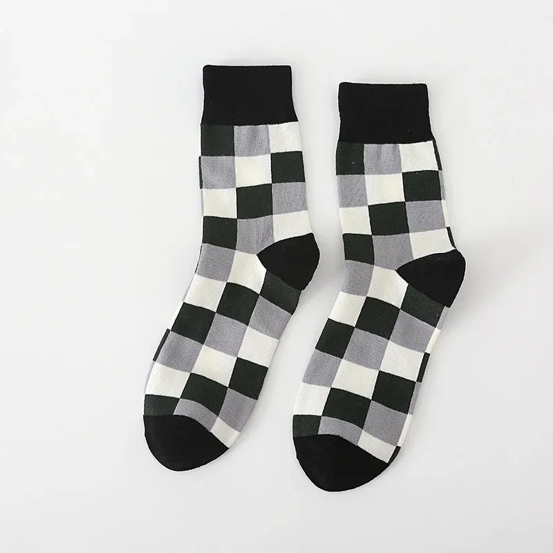 Cotton Socks Men Socken with Colored Plaid High Quality Men\'s Socks  Fashion Gentleman Socks Men