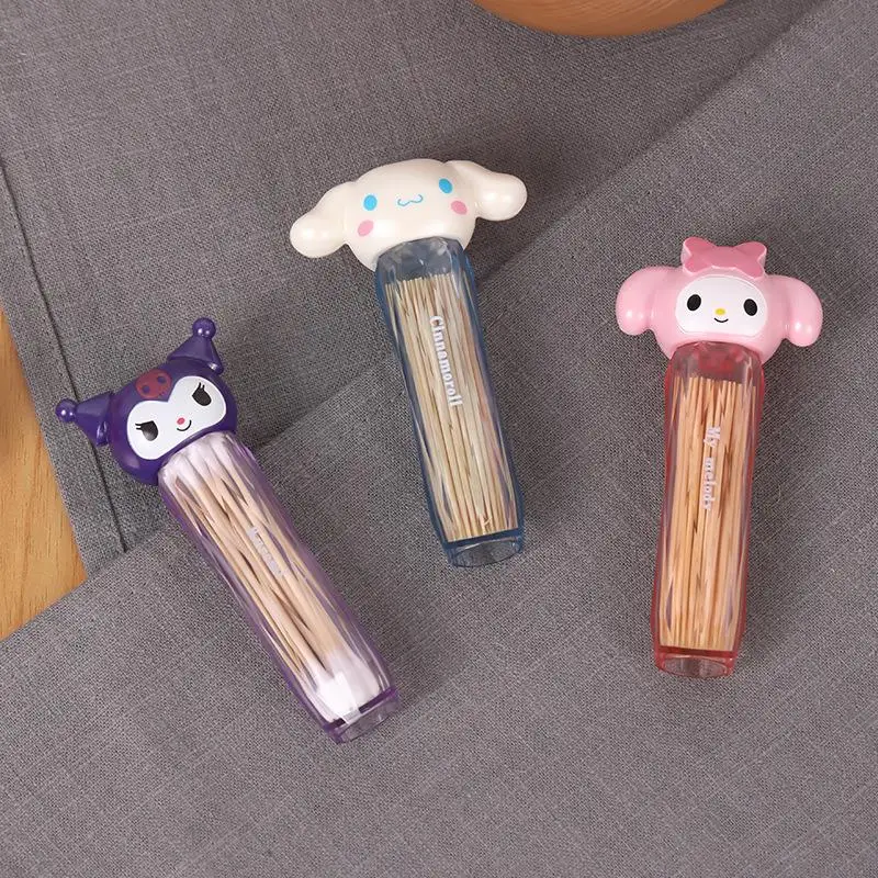 Tragbarer Zahnstocherhalter, niedlicher Mini-Cartoon-Reise-Wattestäbchen-Spender, Aufbewahrungsbox, kleiner Behälter für Mädchen, Geschenk