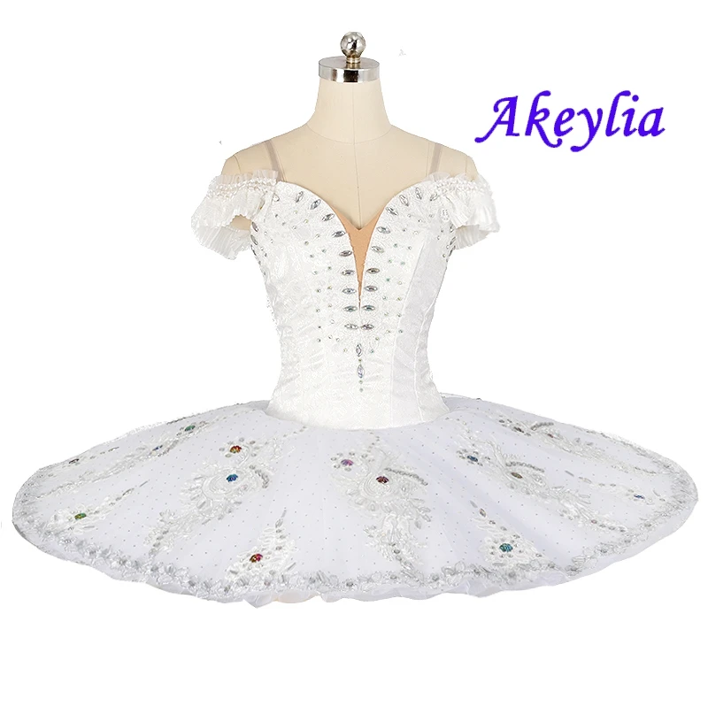 Not elastic white silver professional ballet tutu competition classical tutu pancake ballet dress performance 11 layers JN0484