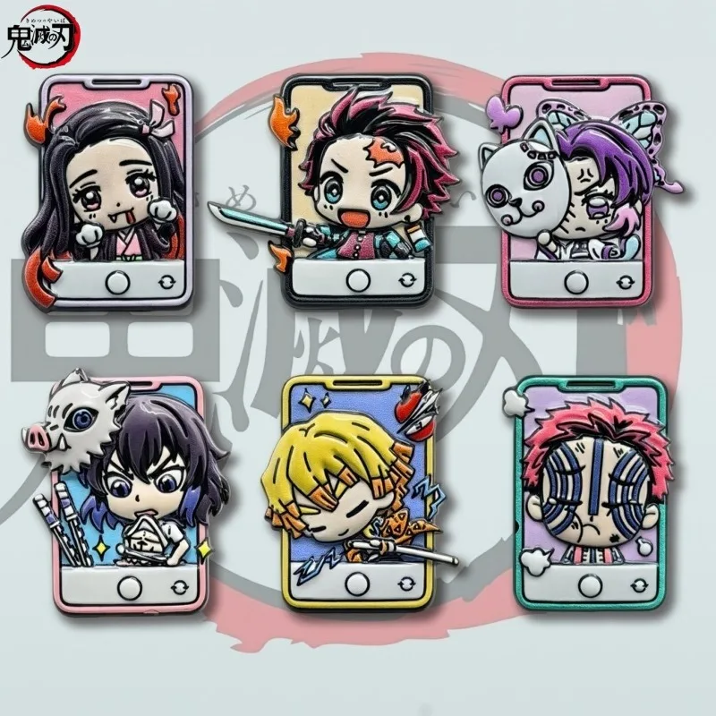 Demon Slayer Anime Brooch Set 6 Pieces Cartoon Anime Cute Character Pins Suitable for Clothes Backpack Decoration Collection