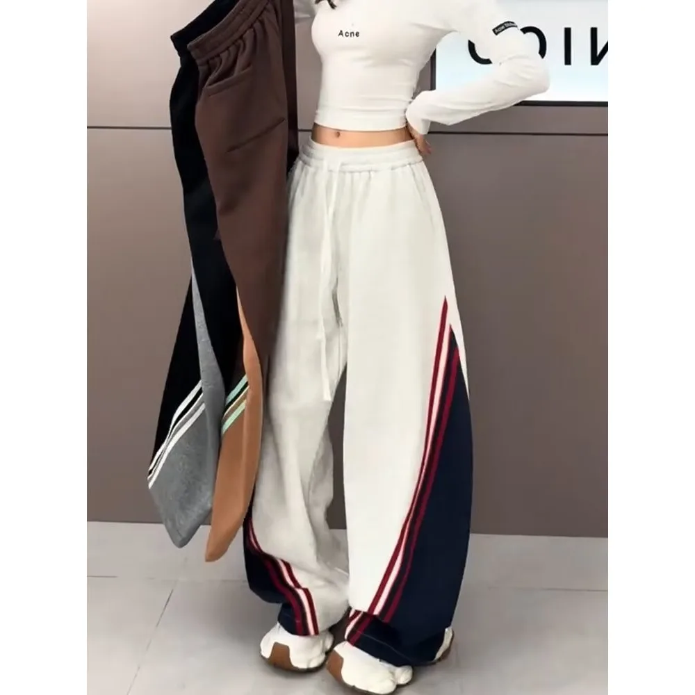

American Retro Striped Wide Leg Pants Loose Casual Drapey Sport Sweatpants Men Women Street Sle Trendy Brand Harajuku Sle