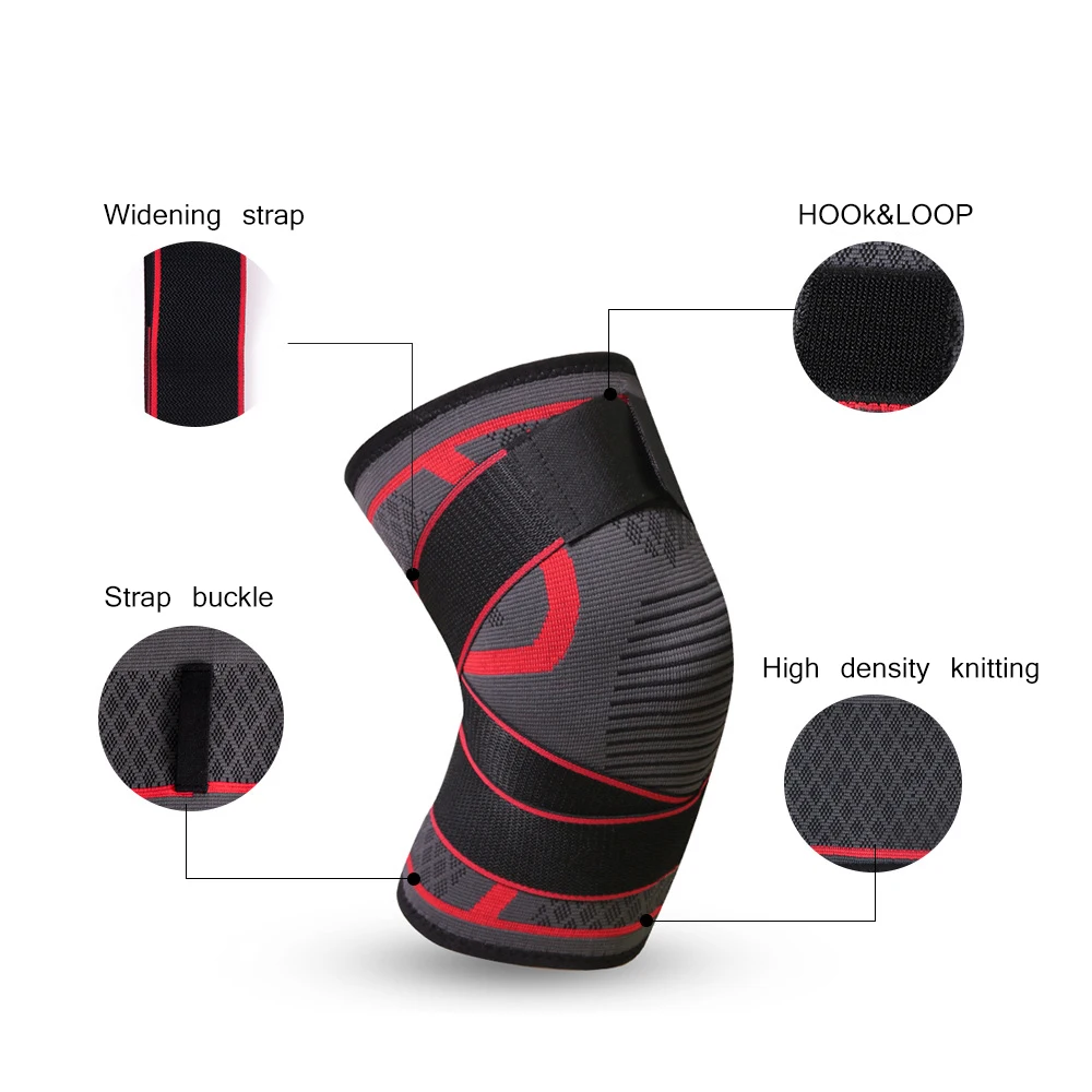 1Pcs Adjustable Compression Knee Sleeve Women Men Sports Knee Support Patella Stabilizer Runner Knee Brace Workout Pain Relief