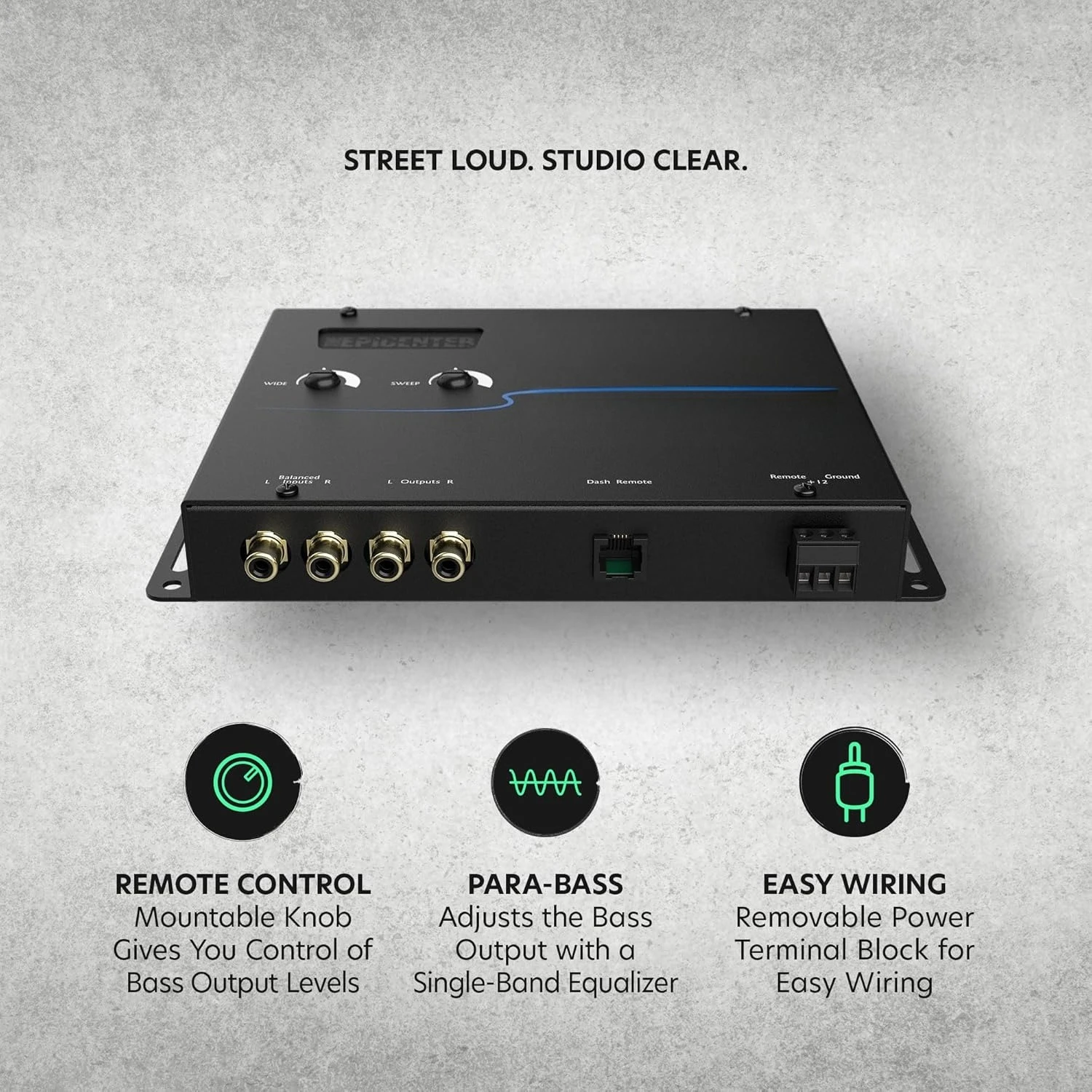 Processore di controllo del ripristino dei bassi digitale, potenziatore del bass audio per auto con telecomando cablato (nero) Nuovo