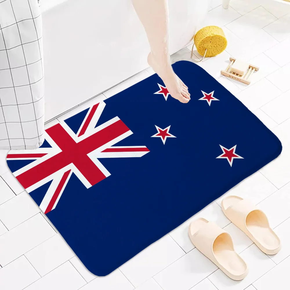 Bath Mat Rug Bathroom Foot Mat Non-slip Mat Small Floor Mats Door Mat New Zealand Flag Doormat Entrance Door Rugs Carpets Room