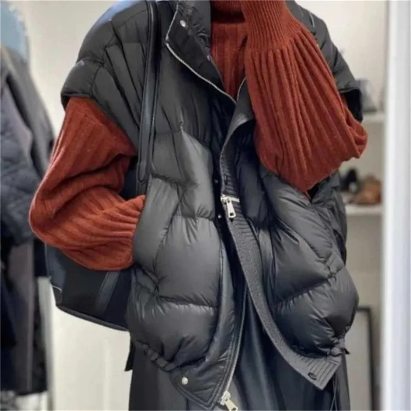 Winter Frauen gepolsterte Mantel Weste Reiß verschluss verdicken warme Jacke Herbst Winter lässig Baumwolle Daunen westen Reiß verschluss Puffer Jacken Weste