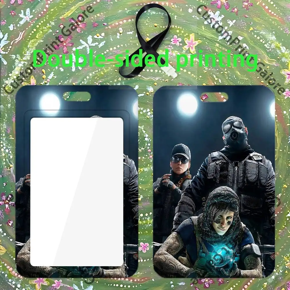 R-Rainbow 6 S-Siege Custom ID Card Sleeve Clear Holder Print Logo For Staff Name Tag Horizontal Vertical view 6