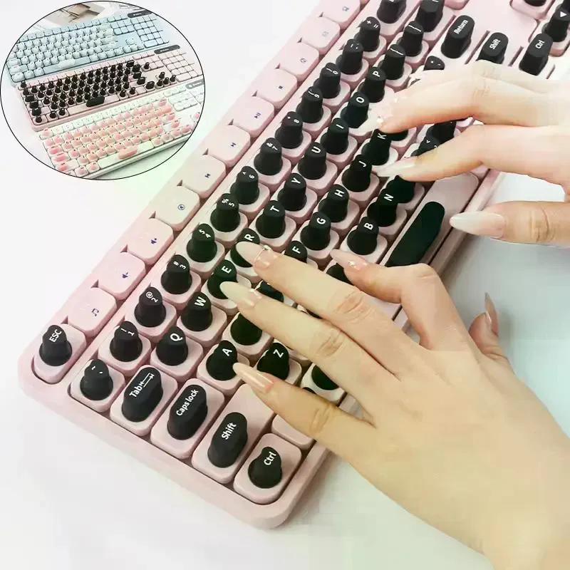 Silicone Keyboard Keycap Protector for Long Nails Anti-Slip Scratch Resistant Stickers for Student Office Gaming Typing