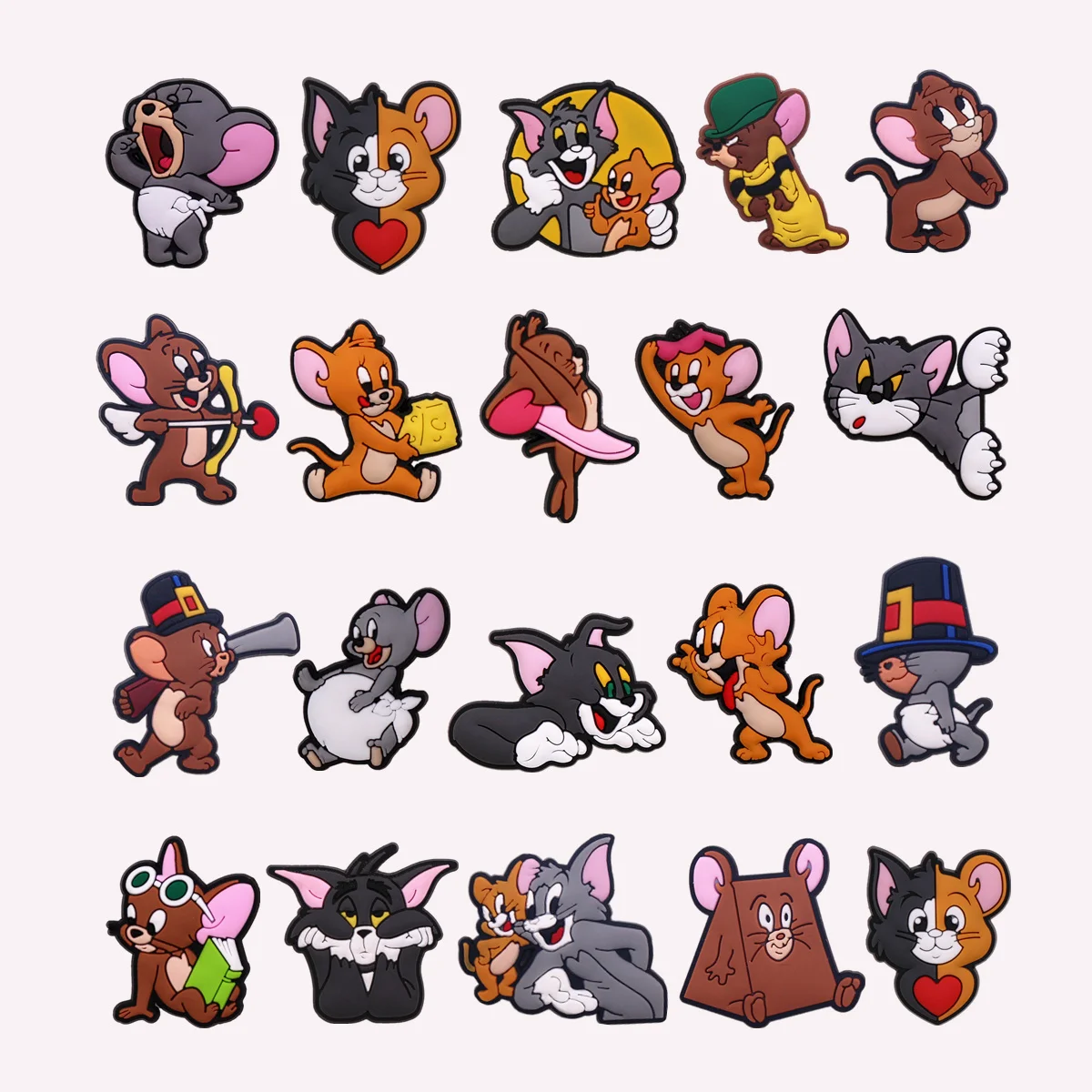 MINISO 1pcs Tom and Jerry Shoe Charms Funny Cat Rat Sandals Decorations Accessories Clog Pin for Bracelet Beach Bag Friend Gifts