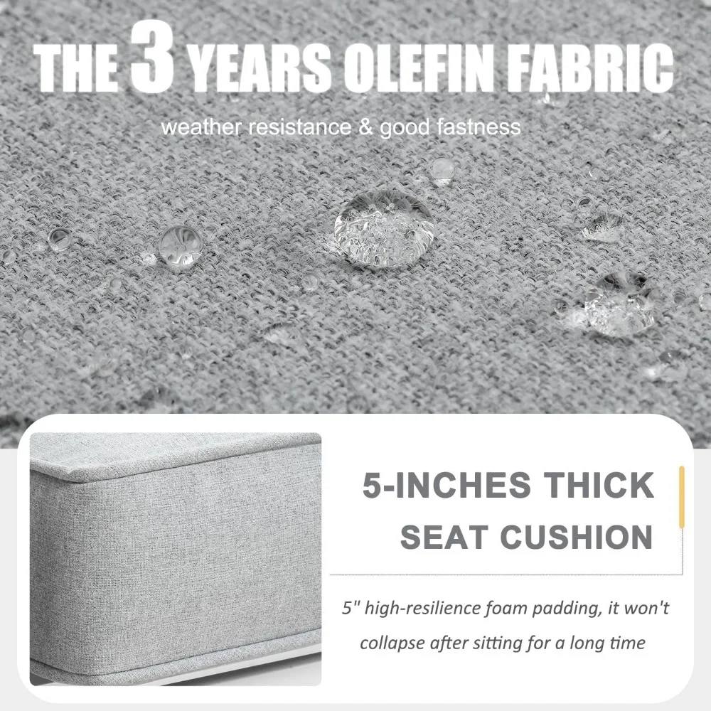 Outdoor Aluminum Furniture Set, 5 Pieces Patio Sectional Conversation Chat Sofa Modern Seating Set with Coffee Table