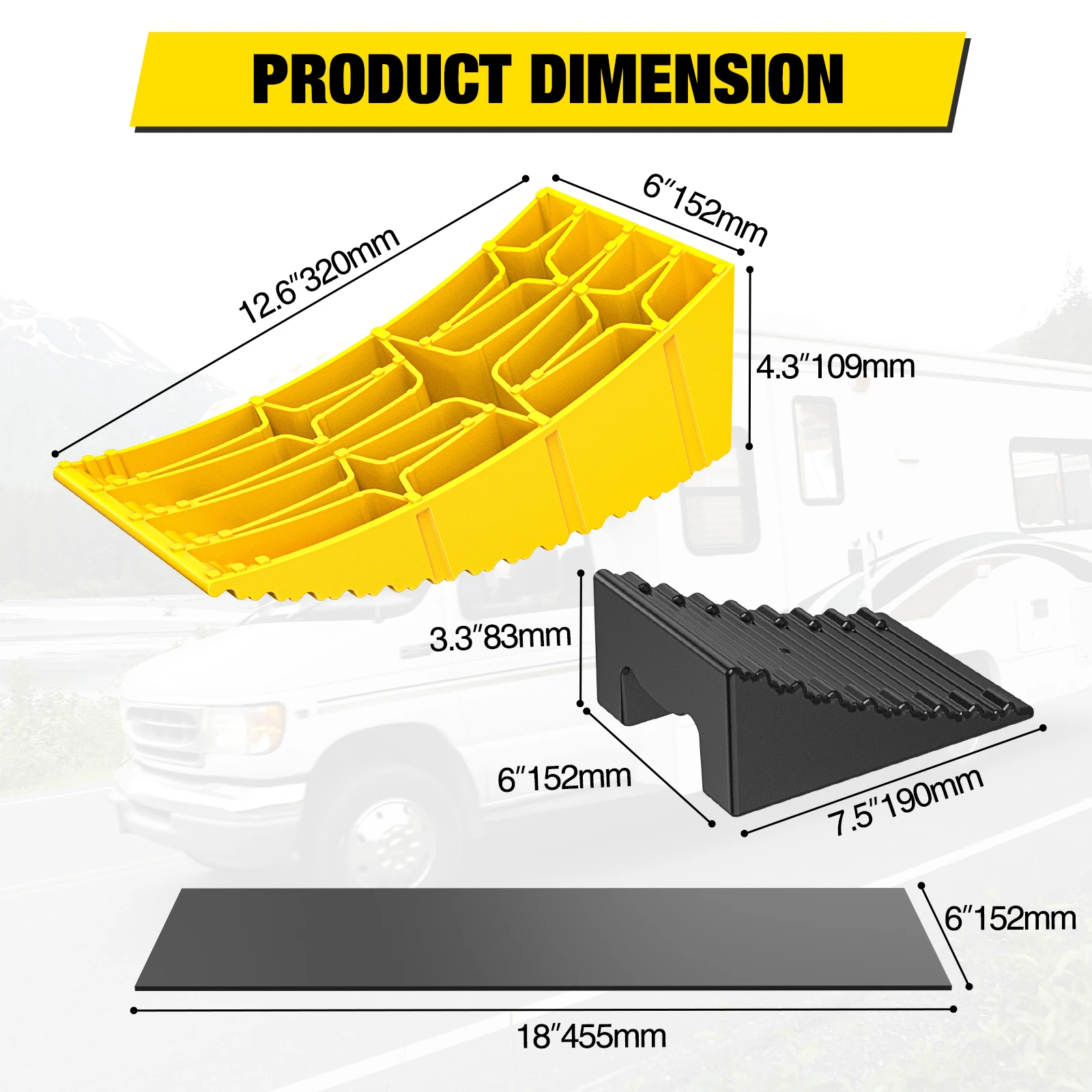 Nilight RV Leveling Blocks System Kit Camper Leveling Blocks for RVS Trailer with Carrying Bag, Anti-Slip Mats, T Bubble Level Up to 35000 LBS Yellow 2Packs