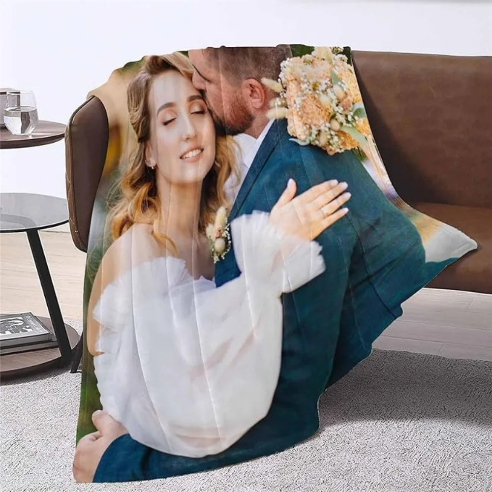 Customized photo of French blanket for families,exclusive picture gift. Super soft anti pilling all season universal bed blanket