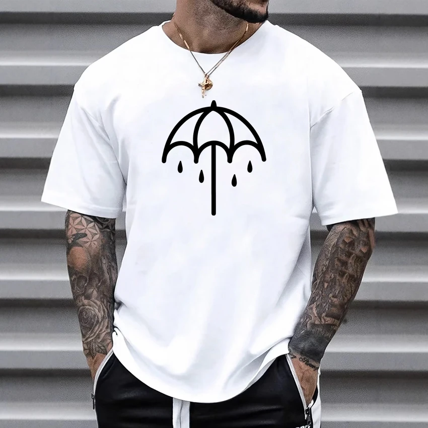 Umbrella Bring Me The Horizons Metal Washed Oversized t-shirt Street Hip Hop 100% Cotton Men Women short sleeve t-shirts Unisex