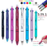 Creative 5 In 1 Multicolor Erasable Gel Pens, 4 Colors 0.7mm Replaceable Pen Refills 1pc 0.5mm Automatic Pencil Lead Stationery