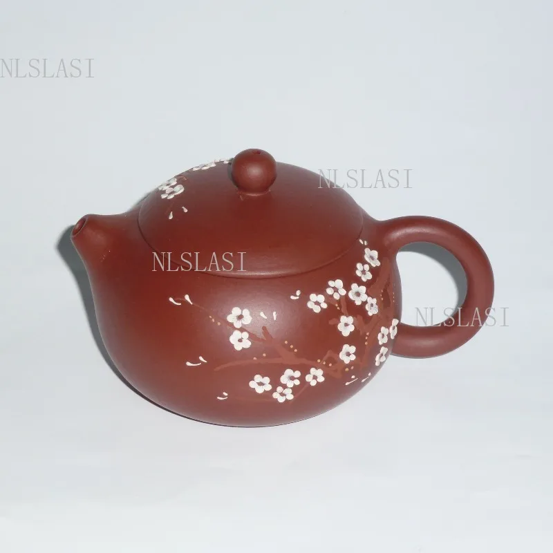 250ml Yixing Da Hong Pao Zisha Xishi Teapot Plum Blossom Painted Ball Filter Purple Clay Tea Pot Chinese Tea Ceremony Teaware