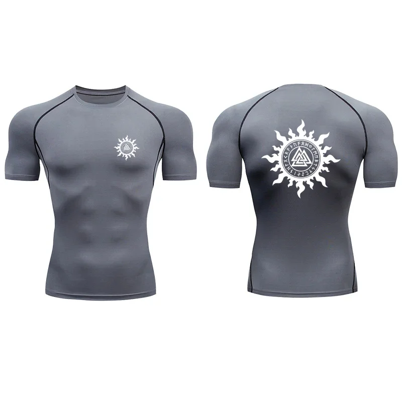 تي شيرت مضغوط مطبوع عليه رياح الشيطان ملابس رياضية للياقة البدنية للرجال تي شيرت للجري في صالة الألعاب الرياضية سريع الجفاف ، قميص رياضي للتمرين في صالة الألعاب الرياضية