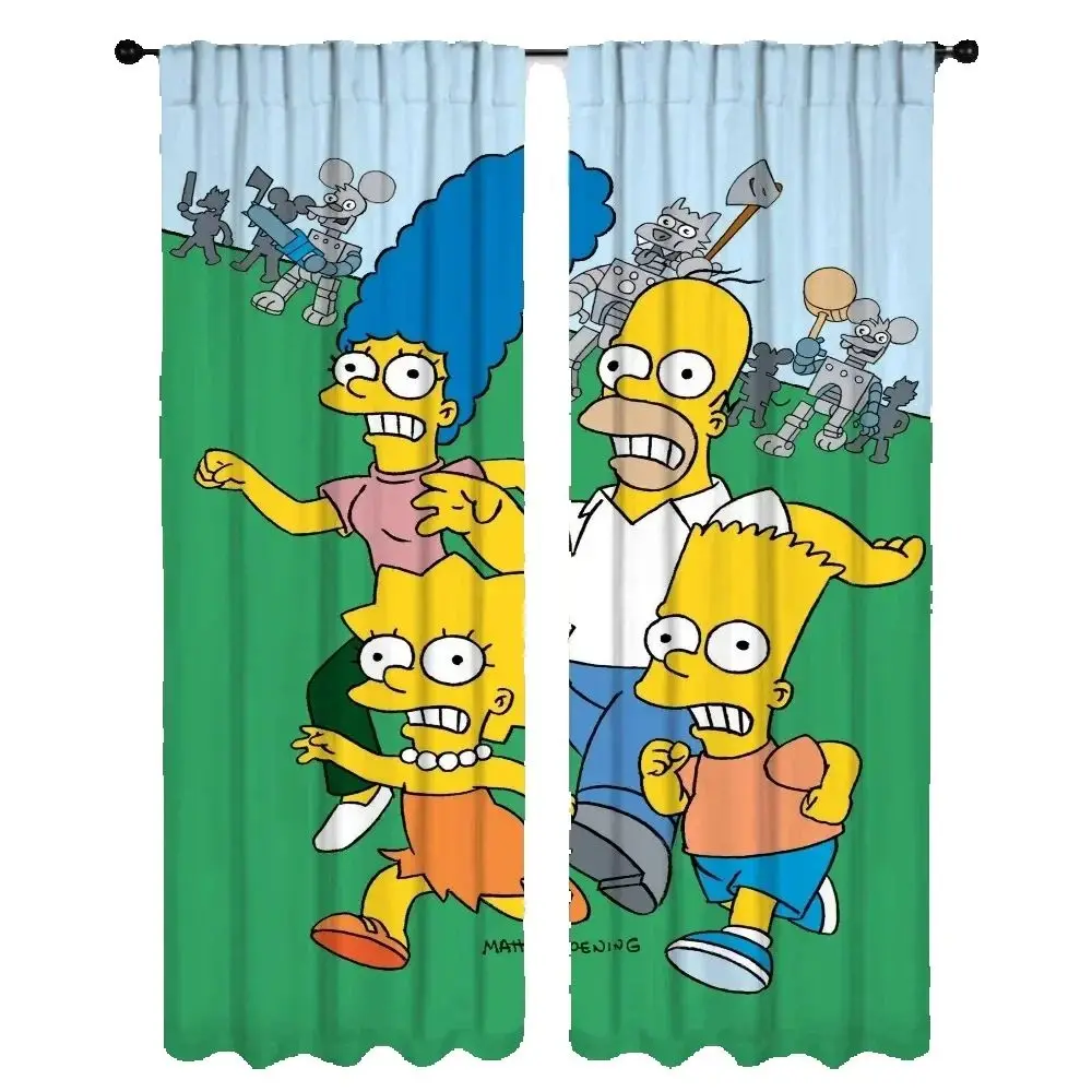 

One Curtain Living Room Bedroom Cartoon Curtain High Blackout Home Decor 2pcs by Simpsons, 100% Polyester, Gift for Boys Girls