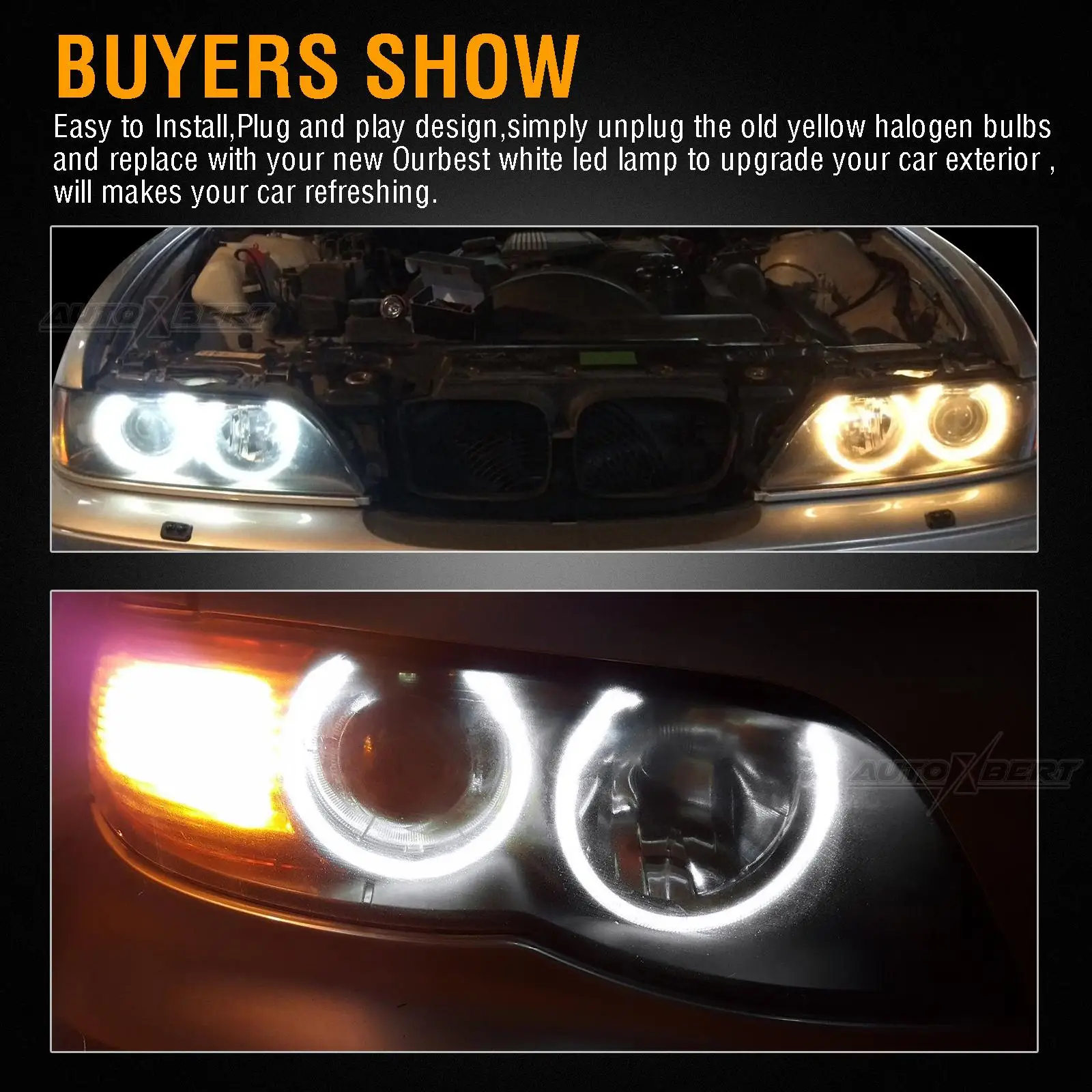 LED Angel Eye Halo Rings Marker Light Headlight Bulb 6W For BMW 3 Series E90 E91 2005-2008 325i 325xi 328i 328xi 330i 335i 335xi