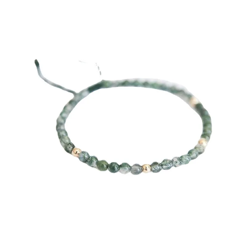 2025 New Green Aquatic Grass Agate Bracelet Crystal Niche Design Hand Woven Bracelet