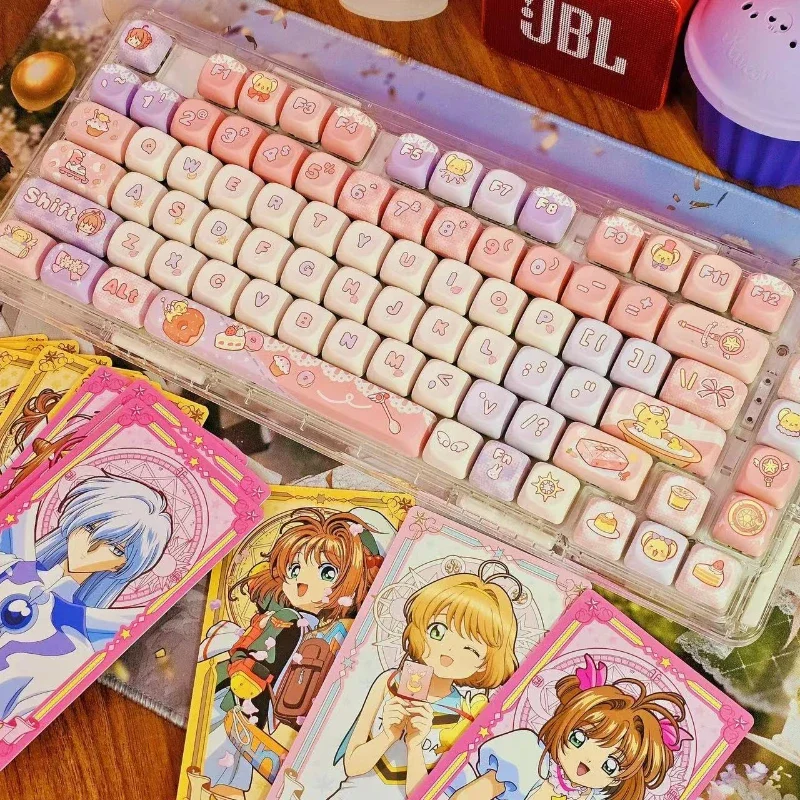 Imagem -05 - Kinomoto Sakura Keycaps Personalizado Bonito Rosa dos Desenhos Animados Anime Keycap Cereja Moa Ponto de Perfil Tampa Chave para Teclado Mecânico de Jogos