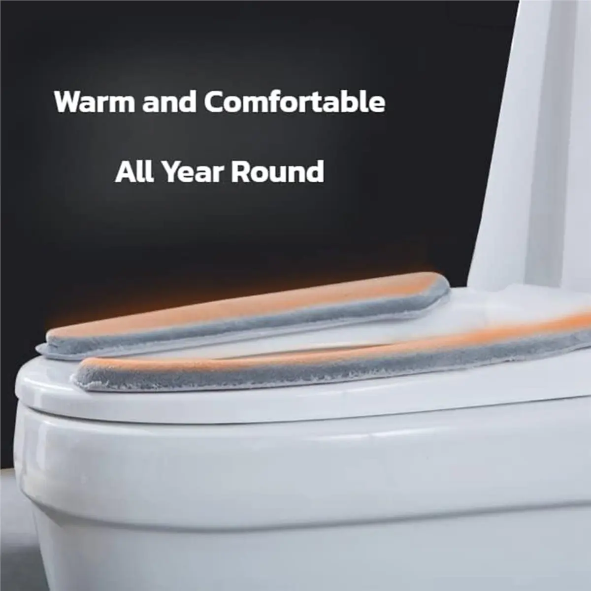 SUPERSALE Warm Cushioned Toilet Seat Cover Stick-on Washable Reusable Toilet Memory Foam Cushion Pad 4 Set